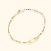 14K Gold Bracelet with Name | Figaro | 16-18 cm