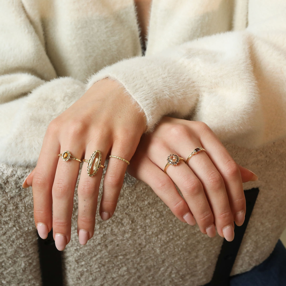 Tiger Eye flower ring