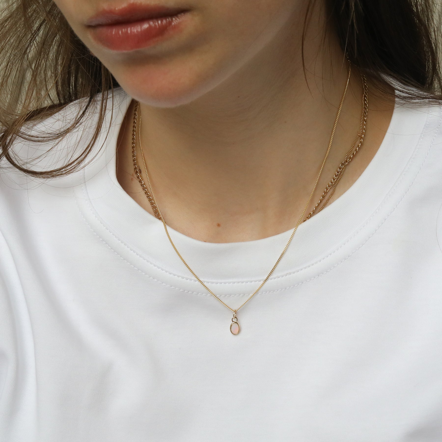 Opaal Birthstone Hanger Oktober | 14K Goud